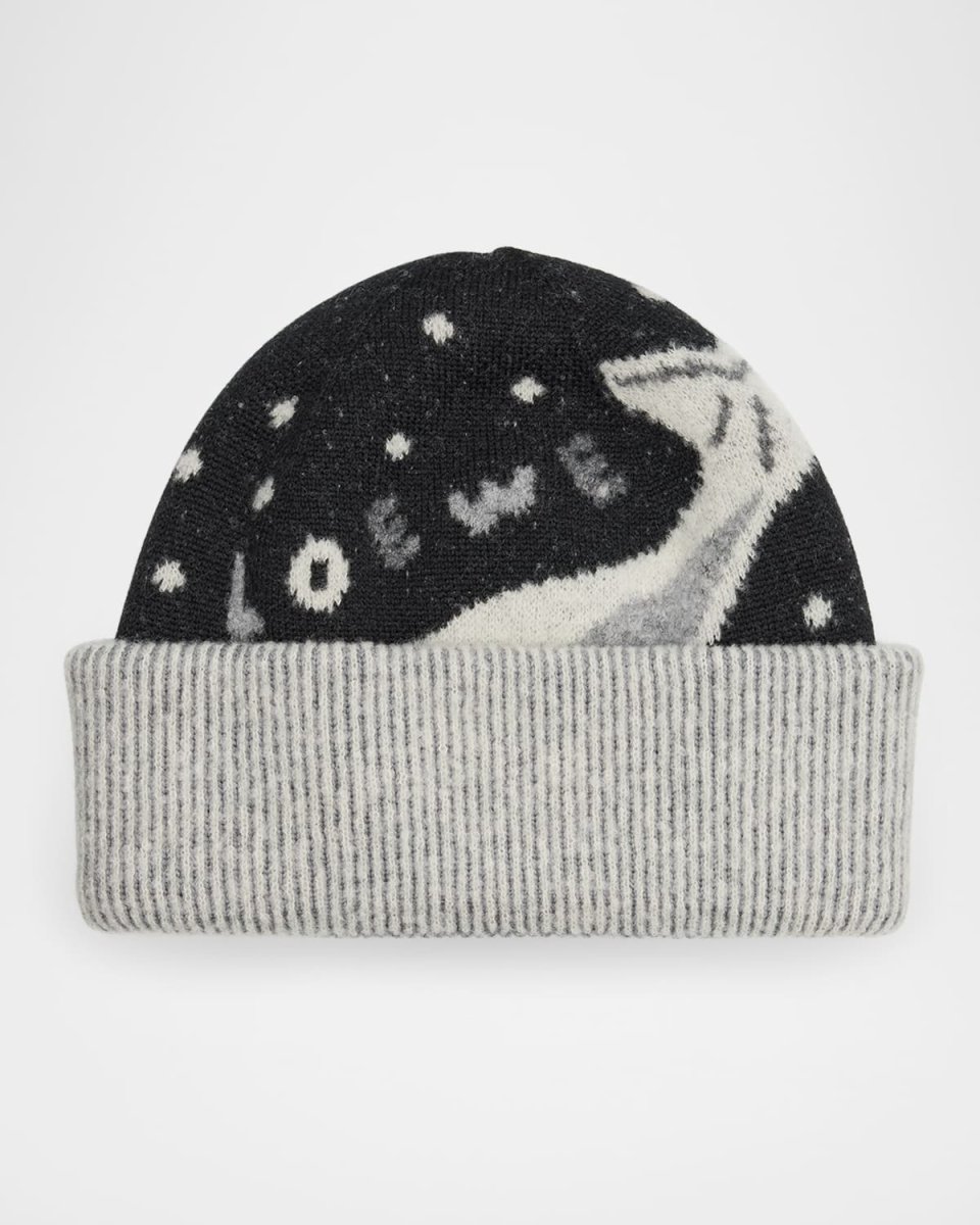 Wool-Blend Whale Intarsia Beanie